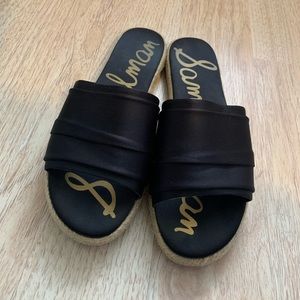 Sam Edelman - Black "Lars" satin espadrille slides